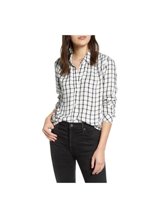 Rails Tops - Rails Womens Cozette Ivory Pacific Check Button Down Shirt Medium White SP EXC